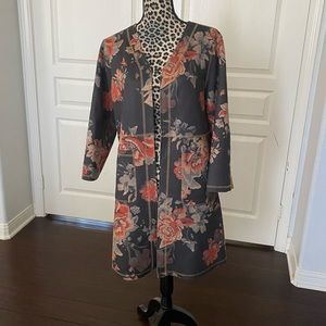 Tahari Garden Floral faux suede jacket